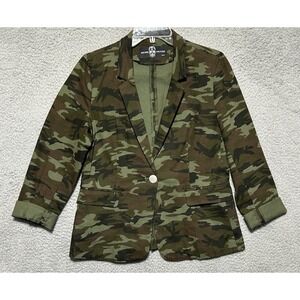 Hipchik Couture Jacket Womens 6 Green Camo Big Skull Embellished Crystal Blazer
